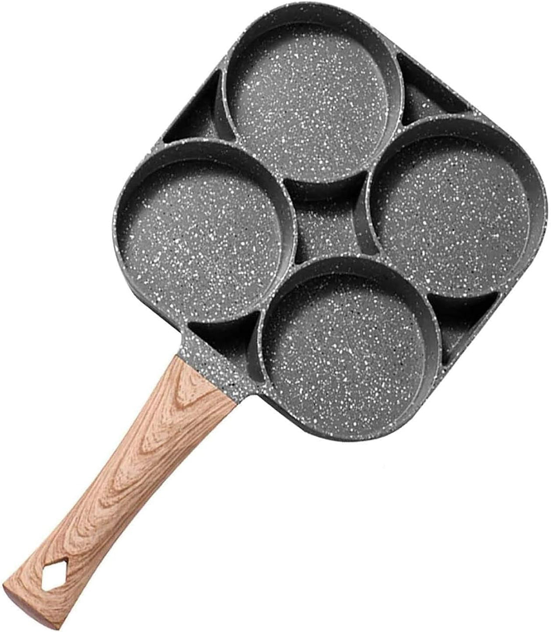 AREXOL Granite 4 Section Frying Pan Non Stick Multi Compartment Grill Pan with Wooden Handle Scratch Resistant Skillet for Eggs Pancakes Sandwiches Quick Meals Gas Saving Cookware Perfect Gift