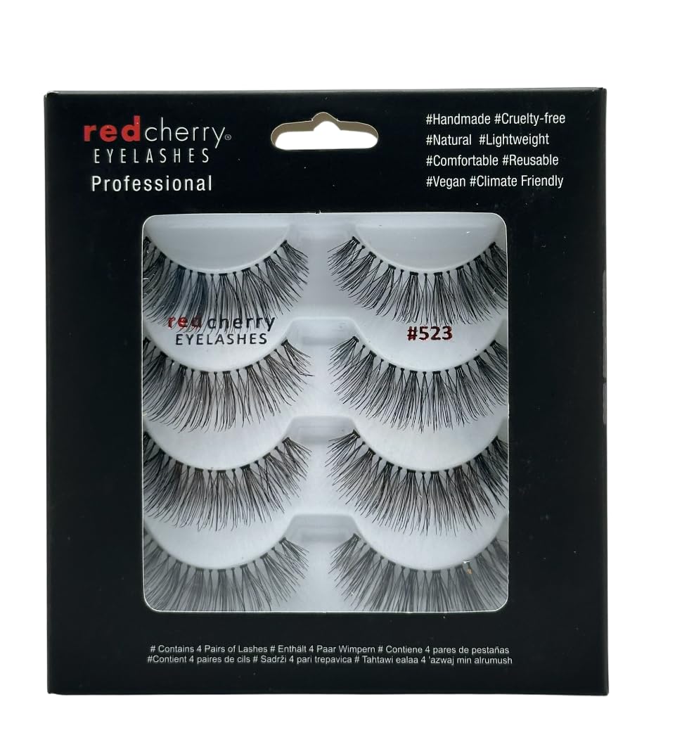 Bizzico L Red Cherry ashes - #523 Sage Mutipack (4 Pairs) - Professiona Rea Hair Eyeashes (4 Pairs) Eye ashes for a Natura ook