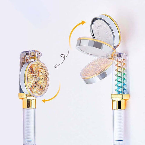 High Pressure Hand Shower Head, Clear with Rotating Fan, 90° Foldable, Multi-Color Filter, Trend 2026
