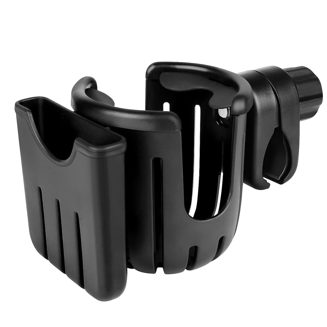 ALMEKAQUZ Stroller Cup Holder with Phone Holder,Bike Cup Holder,Universal Bottle Holder for Wheelchair, Walker, Bike, Scooter, Stroller,Gifts for Women, Mom, Men (Black)