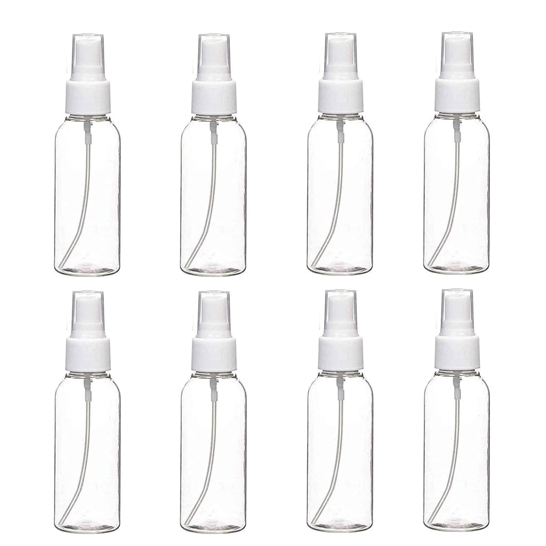 8 Pcs Small Spray Bottles 50ml, Water Spray Bottle Empty Fine Mist Clear Plastic Mini Travel Bottle Set, Refillable Liquid Containers for Make-up Cosmetic Hair