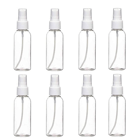8 Pcs Small Spray Bottles 50ml, Water Spray Bottle Empty Fine Mist Clear Plastic Mini Travel Bottle Set, Refillable Liquid Containers for Make-up Cosmetic Hair