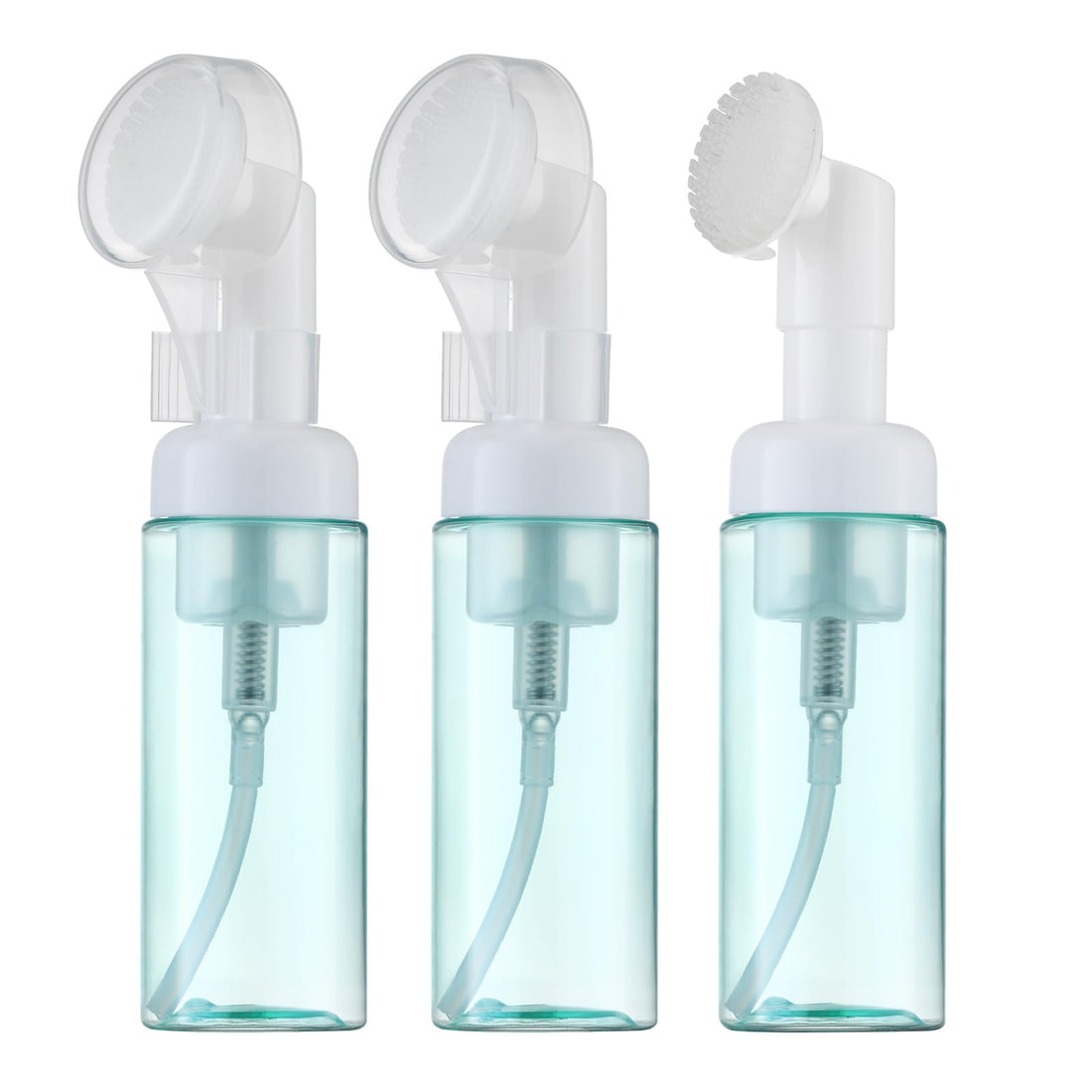 2oz Foam Bottle (3PCS) with Brush, Empty Foaming Pump Dispenser for Hand Soap, Lash Cleanser, Shampoo to Travel (60ml, Green)
