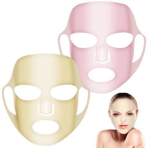 COMNICO 2 Sheets Silicone Face Mask Cover, Reusable Anti-Wrinkle Face Mask Holder Moisturizing 3D Facial Mask Cover Prevent Evaporation Falling Skincare Beauty Spa(Gold + Pink)