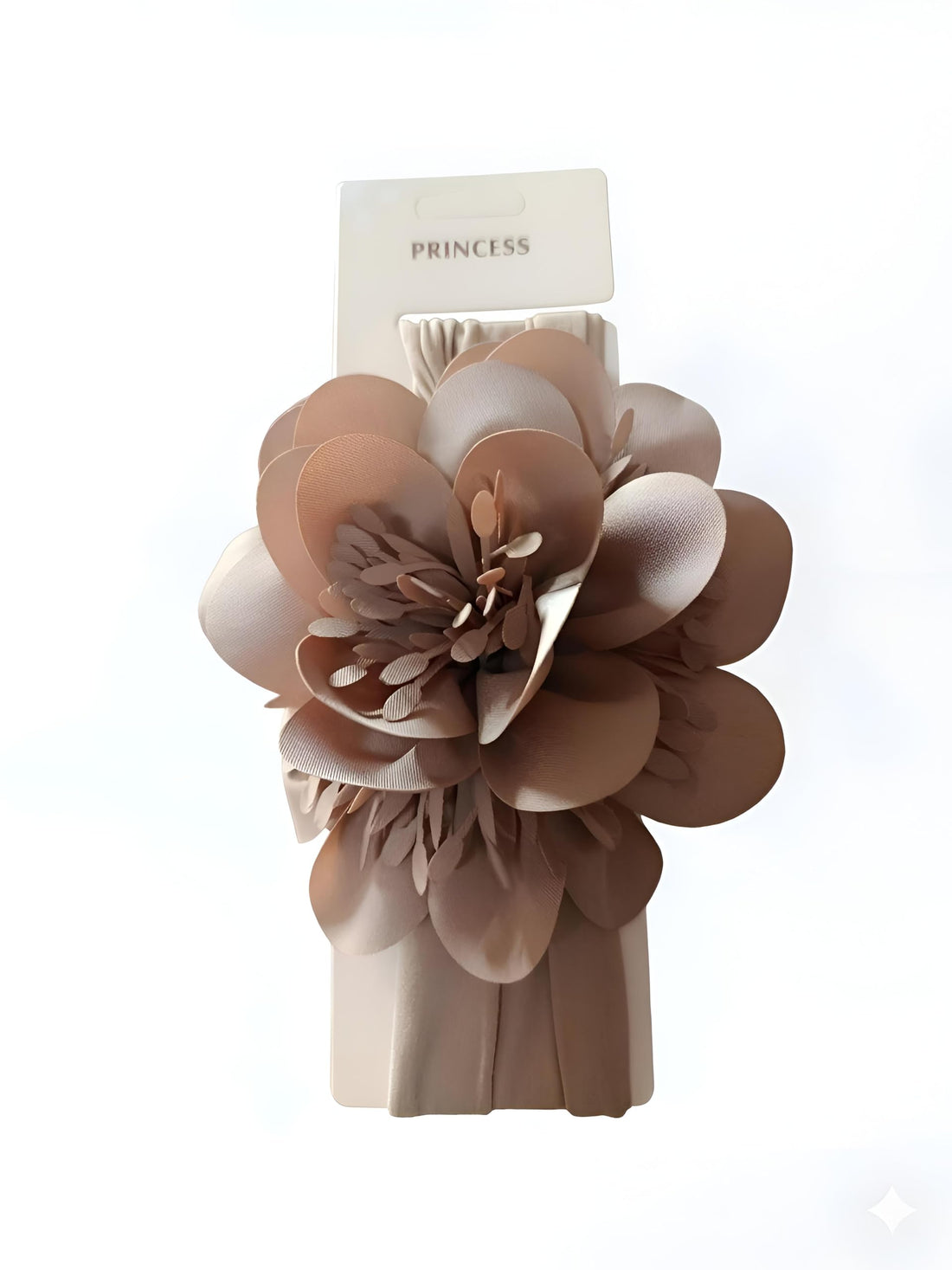 Floral Turban - Comfortable elastic head wrap with blooming flowers for baby girl infant toddler princess stylish hair accessory gift idea (brown)