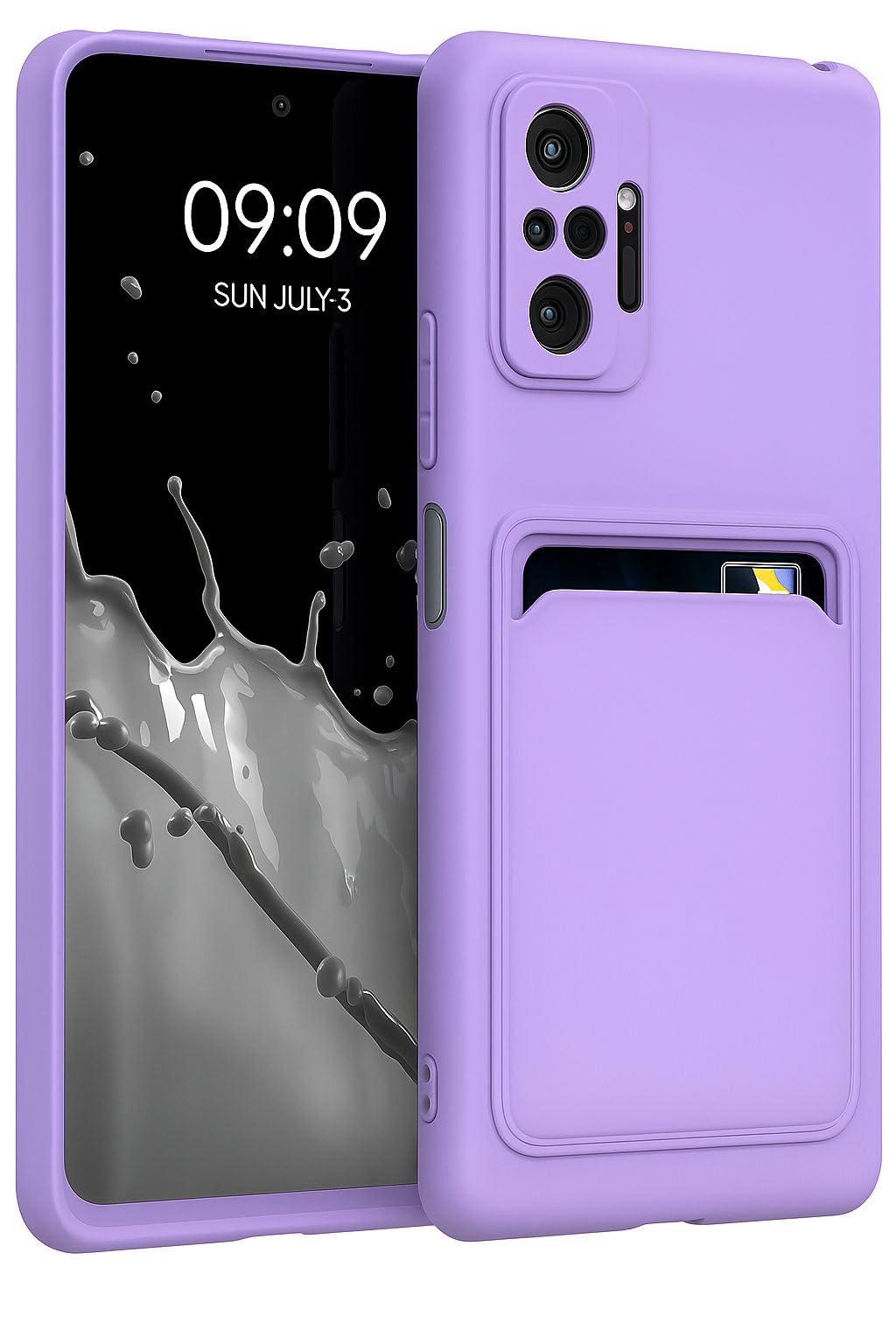 Soft Silicone Case Cover with Card Holder Compatible with Redmi Note 10 Pro, Soft Fashion Design Wallet Case (Lavender)
