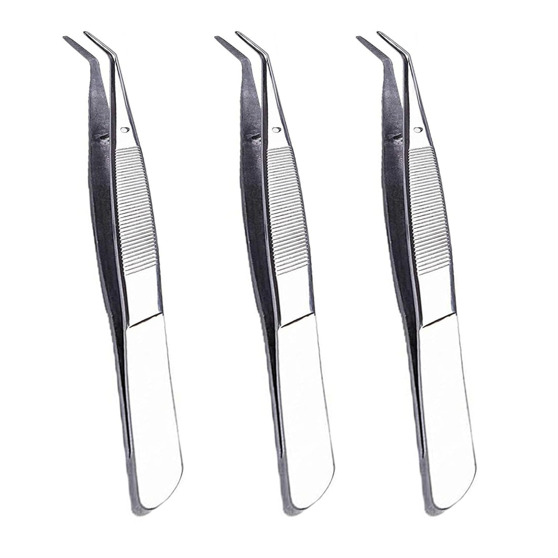 CCOSMIC 6 Pieces Sewing Machine Tweezers College Tweezers Stainless Steel 6 Inch Serger Tweezers with Serrated Tips Serrated Bent Tweezers Tips