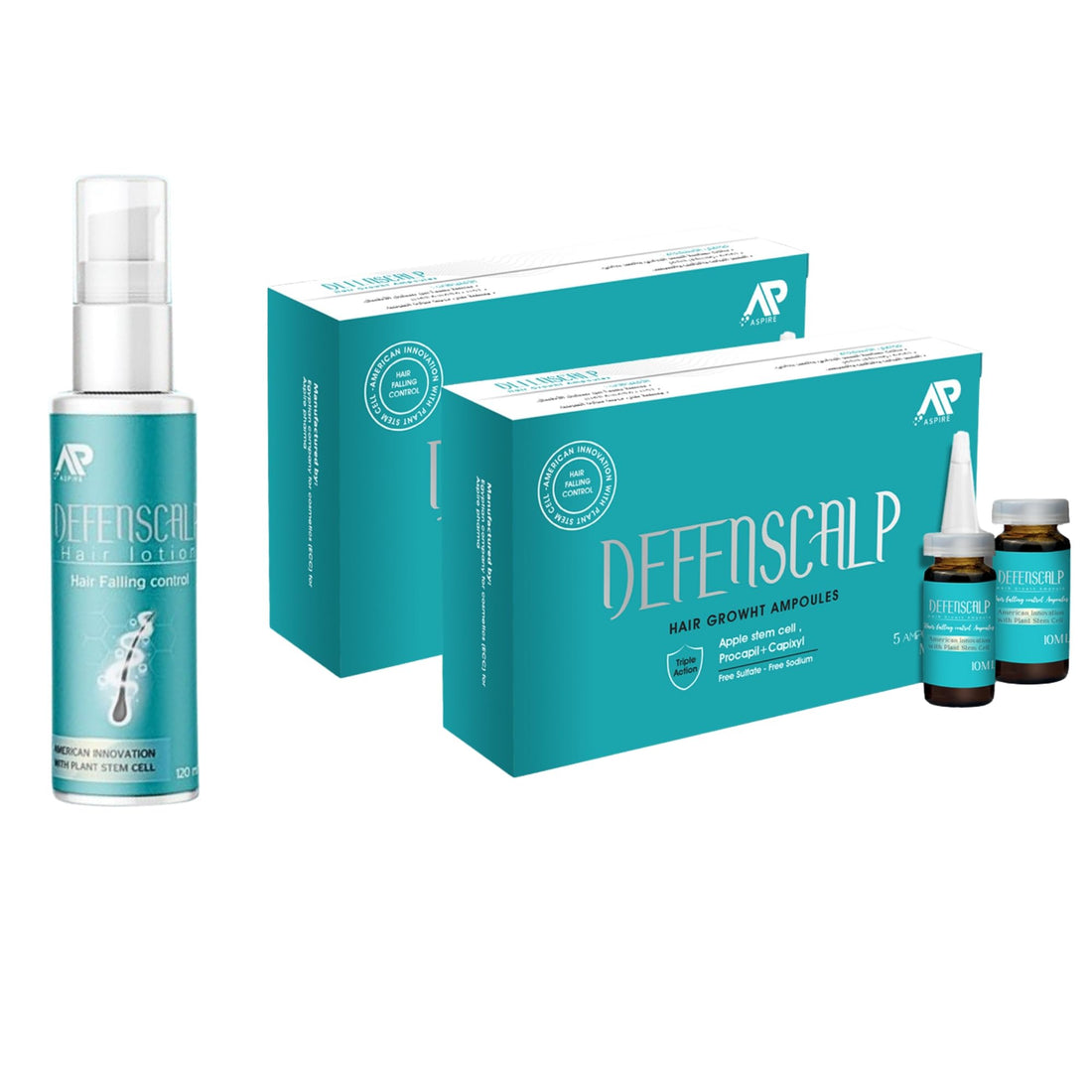Defenscalp Ampoules & Lotion Bundle | 2 Ampoules + 1 Lotion | Hair Strengthening & Nourishing Set | Daily Routine for Smooth, Shiny & Fuller Looking Hair