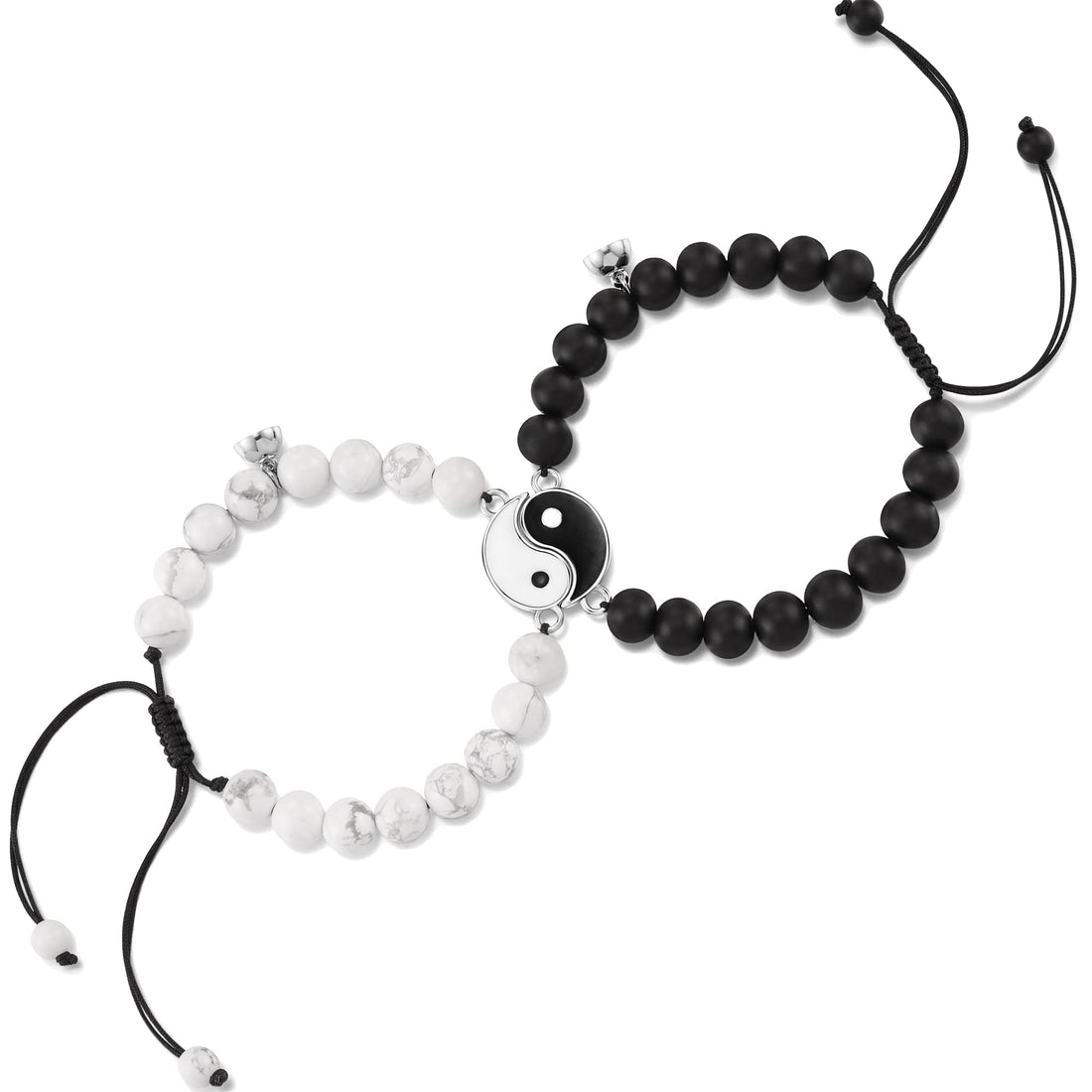 Lanqueen Couples Mutual Attraction Matching Bracelets Matte Agate Bracelet Vows of Eternal Love Charms Adjustable Jewelry Valentine Day Gifts Set for Lover Women Men Friend, One Size, Stone
