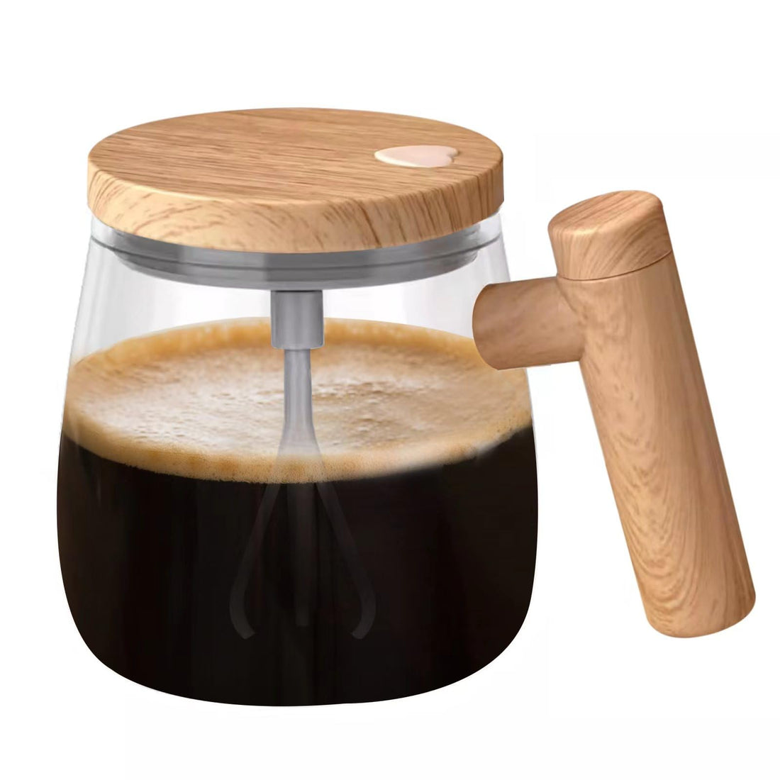 Self Stirring Mug, Electric Glass Mixing Cup with Handle & Lid, Self Stirring Coffee Mug, High Speed Automatic Stirring Cup with Detachable Stirring Rod for Coffee/Milk/Protein Powder