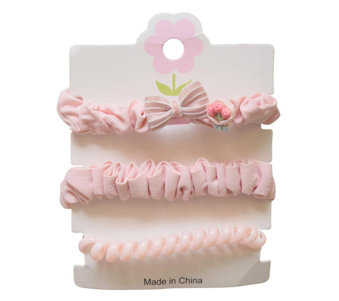 Daphne 3-Piece Hair Tie Set For Girls - Pink