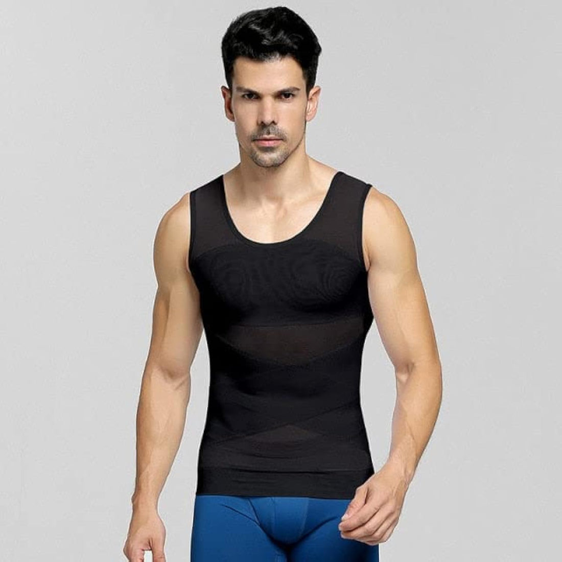 one year warranty_Chest Corset Men Shaper Posture Corrector Compression Chest Tops Slimming Gynecomastia Body ShapersblackL