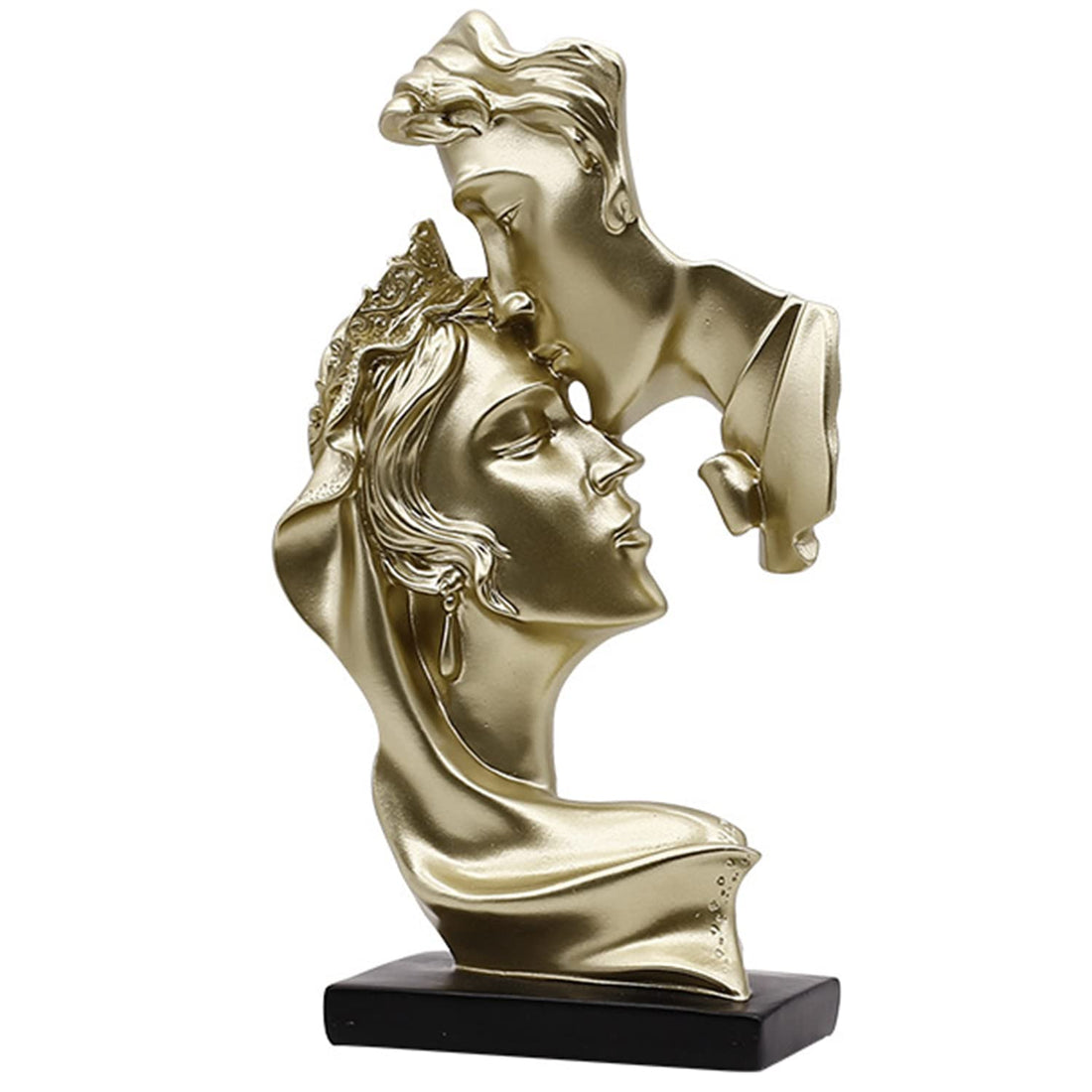 Love Kiss Statue, Abstract Sculpture, Decorative Figures, Living Room Modern to Stand, Abstract Sculpture, Polyresin, Gift Idea (Gold)