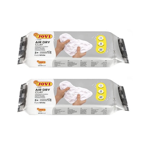 Jovi European Air-Dry Modeling Pure White Clay 2 Packets - Each Pack of 250 Grams for Sculpting Pottery Art & Craft Handicraft Educational Purpose Fine Motor Skills