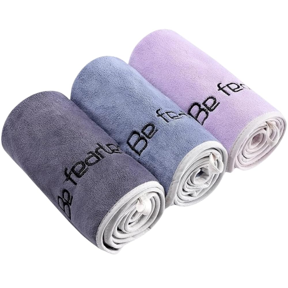Happy Home Gym Towels Set, Microfiber Sports Towel for Men/Women, Super Soft and Quick-Drying 3-Pack Set Towel, for Tennis, Yoga, Cycling, Swimming (Blue+Purple+Grey, 14x29 cm)