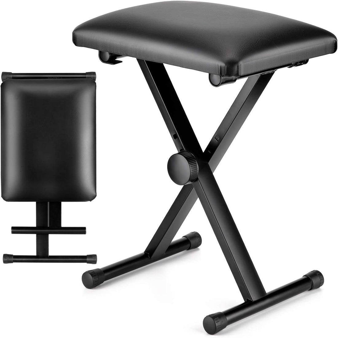 McMola Keyboard Piano Bench X-Style Adjustable Height Piano Bench Padded Keyboard Stool Chair Seat for Electronic Digital Keyboards Pianos Black