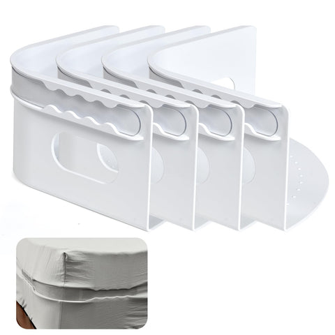 Bed Sheet Holder with Lock Strips - Heavy Duty Bed Sheet Corner Fastener Keep Sheets Firm & Tight, Bed Sheet Holder Straps Fit Any Bed, No More Loose Sheets, Easy Installation - White