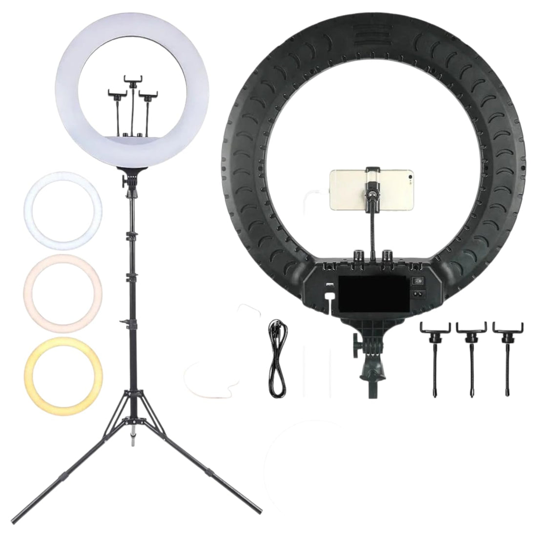 Ring Light RL-18 Ring Light for Live Streaming and Professional Photography with Metal Stand 2.1m [45cm with 360° Rotation]