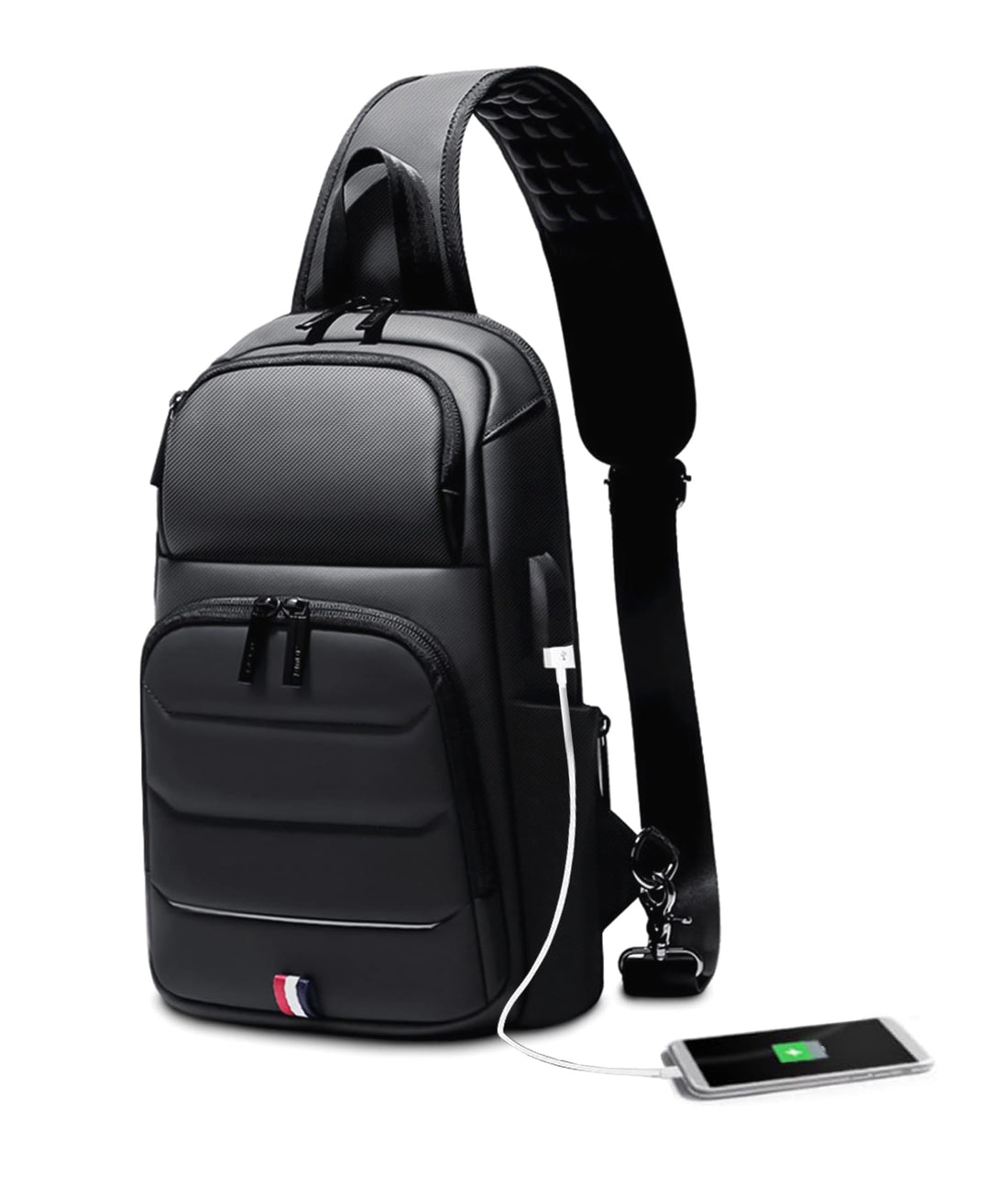 Mobigon Laptop Sling Backpack Anti Theft Bag, Hiking Daypack 12 Inch Fits iPad - Tablet 7 to 9.7 Inch Waterproof Nylon Crossbody Bags for Men, Single Shoulder Camping Dayback with USB Port
