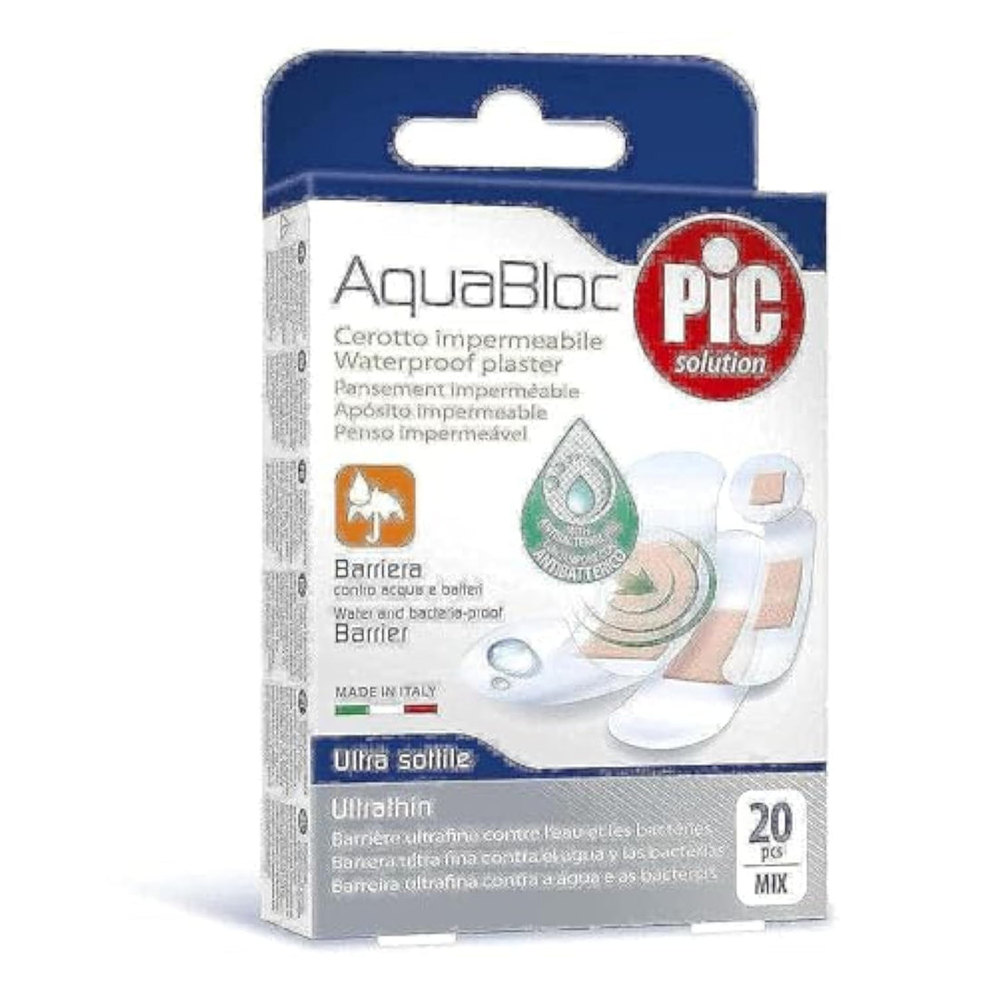 Aquabloc Mix Anti bacterial Plasters 20 pcs - 2725071595481