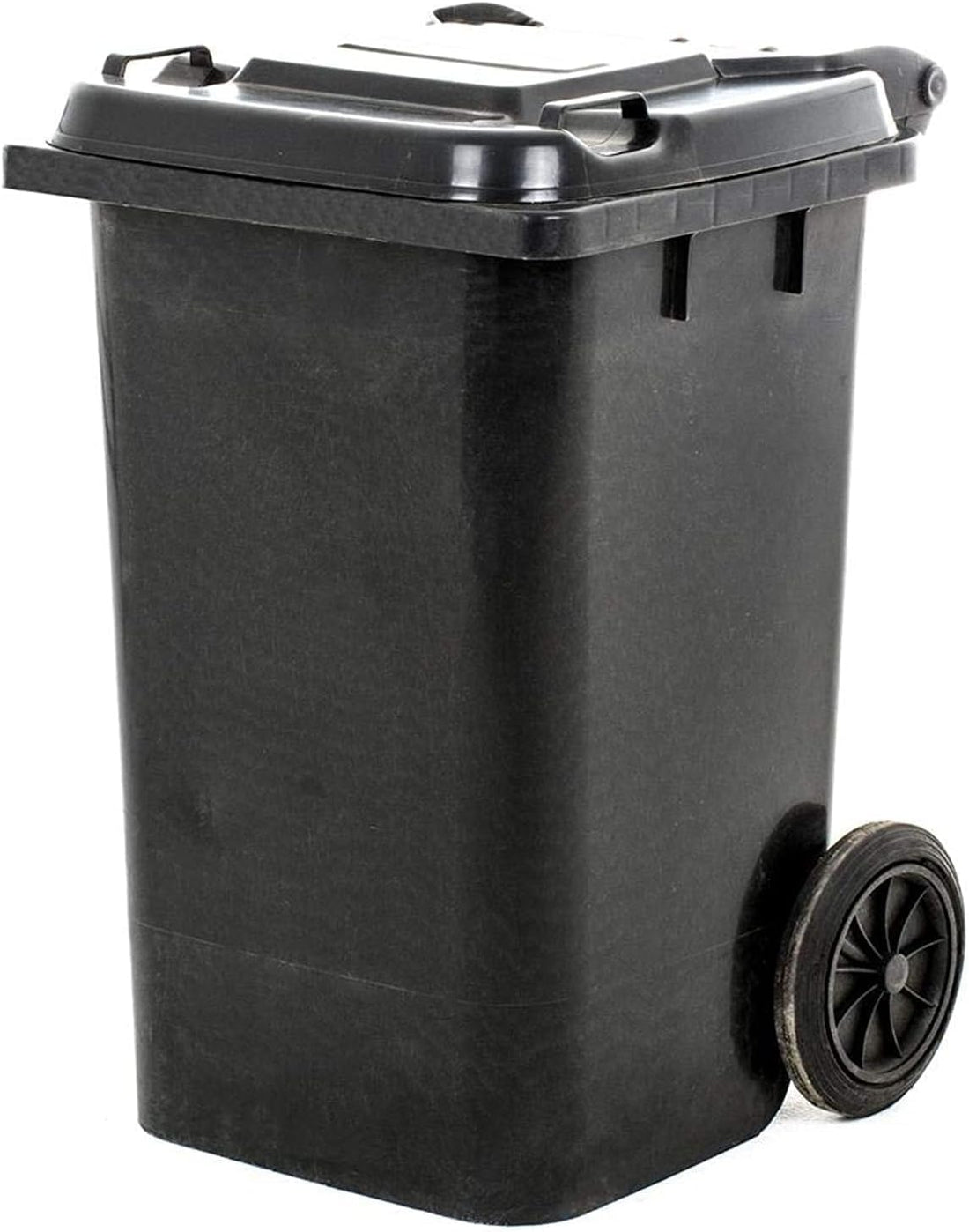 Trash Bin with Wheels 90 Liter-ZL ZLZIDAN Black and Grey-Silver Plastic,Silver,Manual Lift
