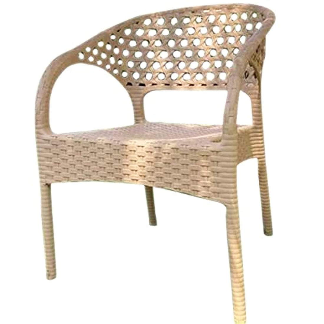 Beige chair for hotels and gardens and fit for pedestrians and relax with armrest and strong chair back made of plastic and designed