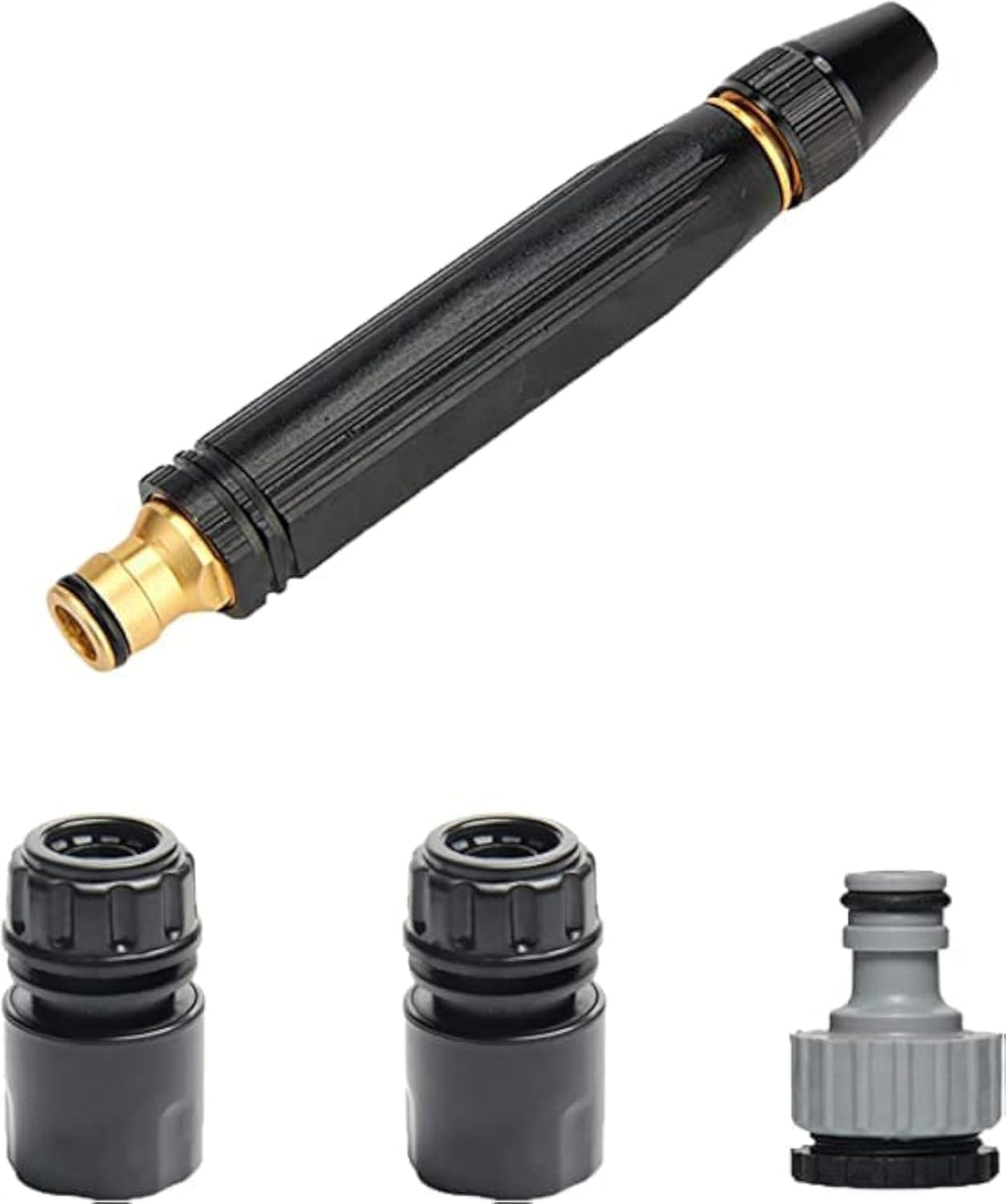 Garden Hose Pipe Spray Gun Starter Kit, Alloy High Pressure Hose Irrigation Nozzle Gun with Hose End Quick Connector, Threaded Faucet Adapter Hose Fit for Car Washing Garden Irrigation