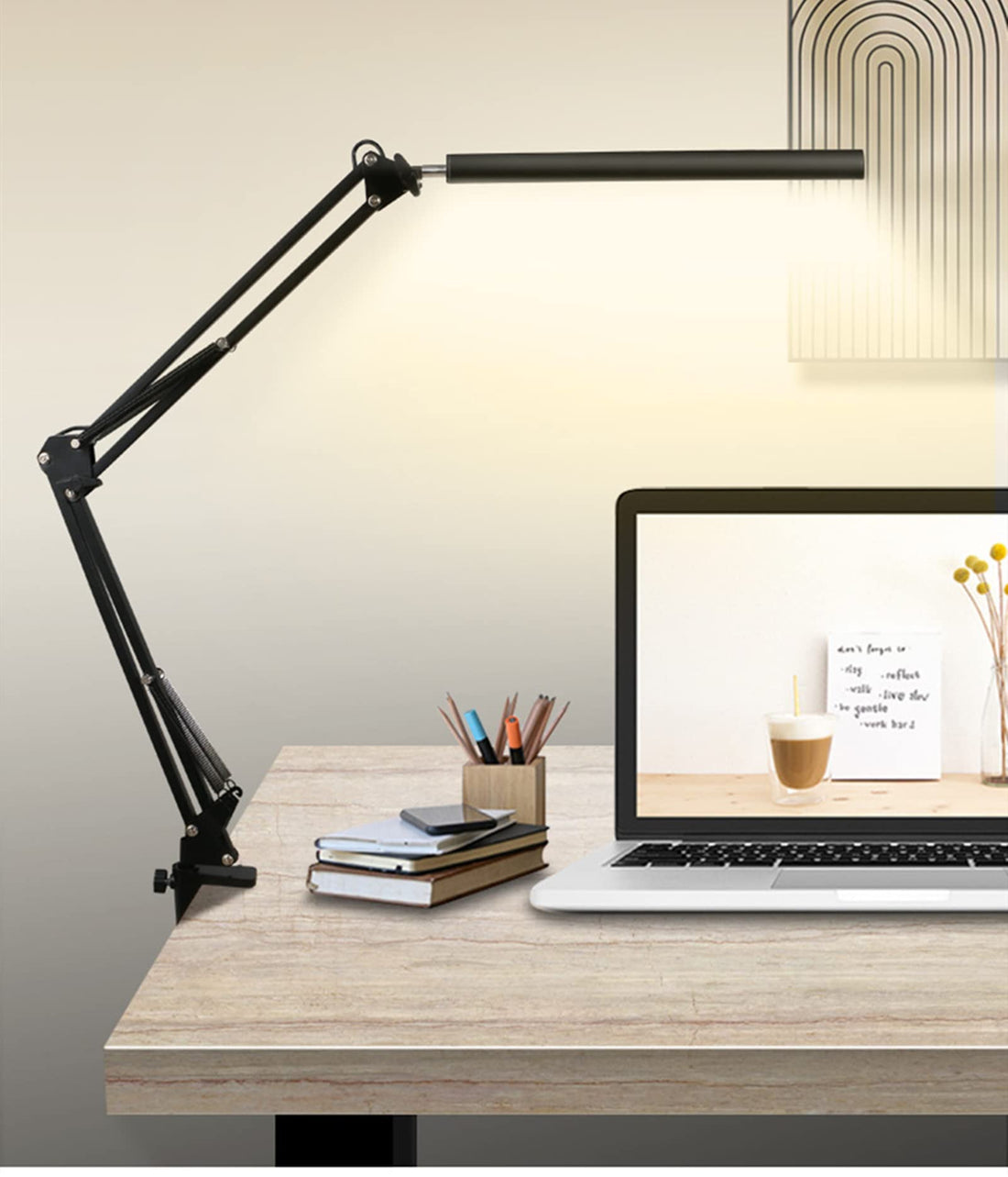 7U Led Desk Lamp With USB, 12W Eye-Caring Desk Lamp Clamp, Dimmable Office Table Lamp With 3 Color Modes, Reading Desk Lamps For Home Office Study 360 Degree Spin