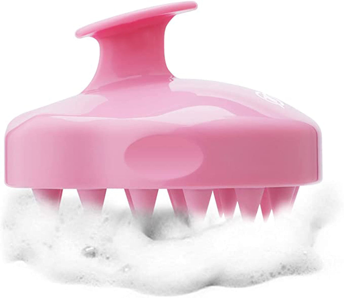 Hair Scalp Massager Brush Silicone Hair Shampoo Brush Bristles for Scalp Relax And Hair Clean Exfoliate Scalp Brush Wide Tooth Comb - Pink