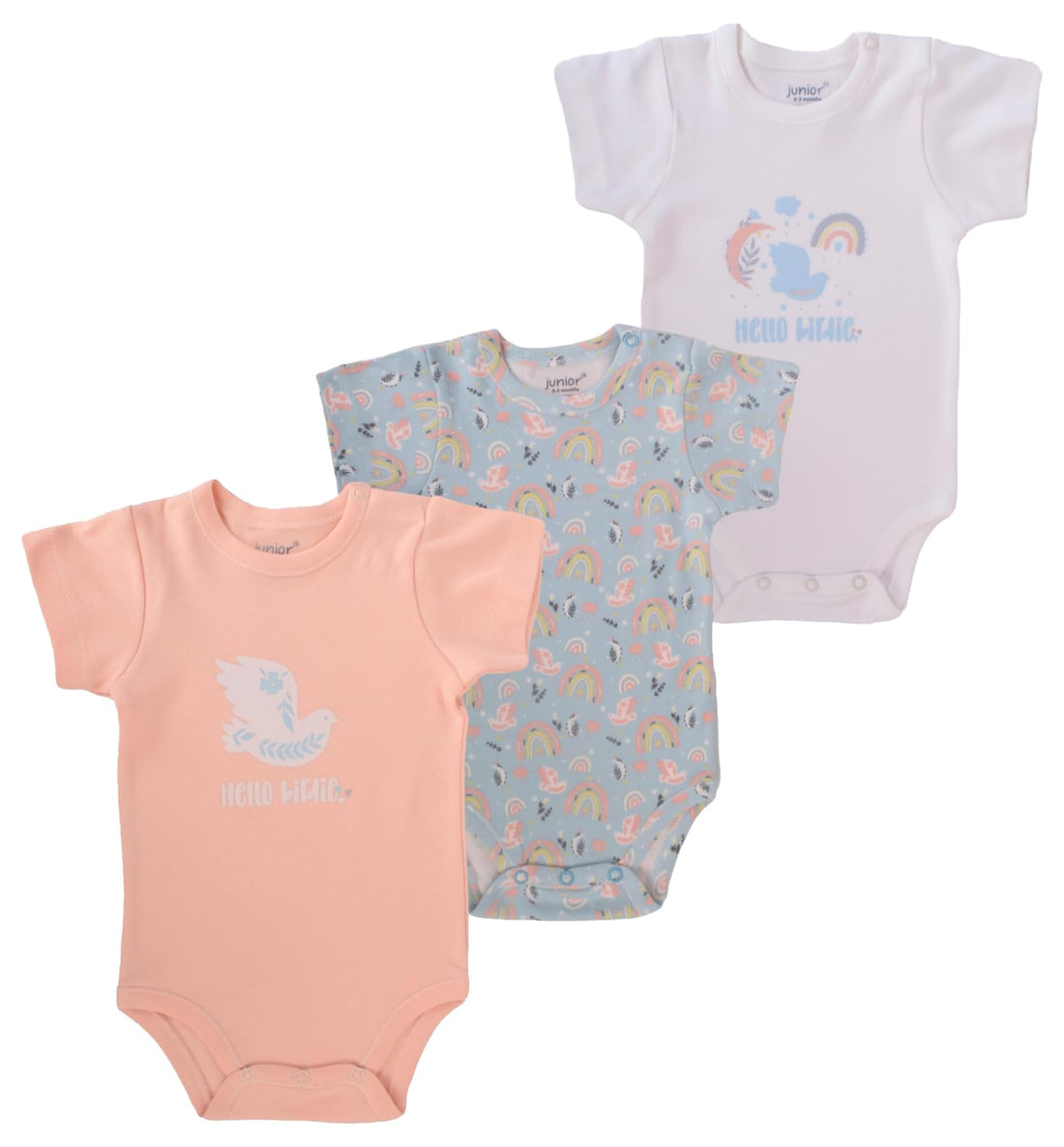junior Unisex Short Sleeve Printed Bodysuit - 5213 Baby & Toddler Underwear Set (pack of 3)