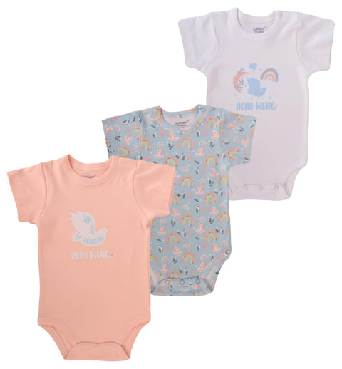 junior Unisex Short Sleeve Printed Bodysuit - 5213 Baby & Toddler Underwear Set (pack of 3)