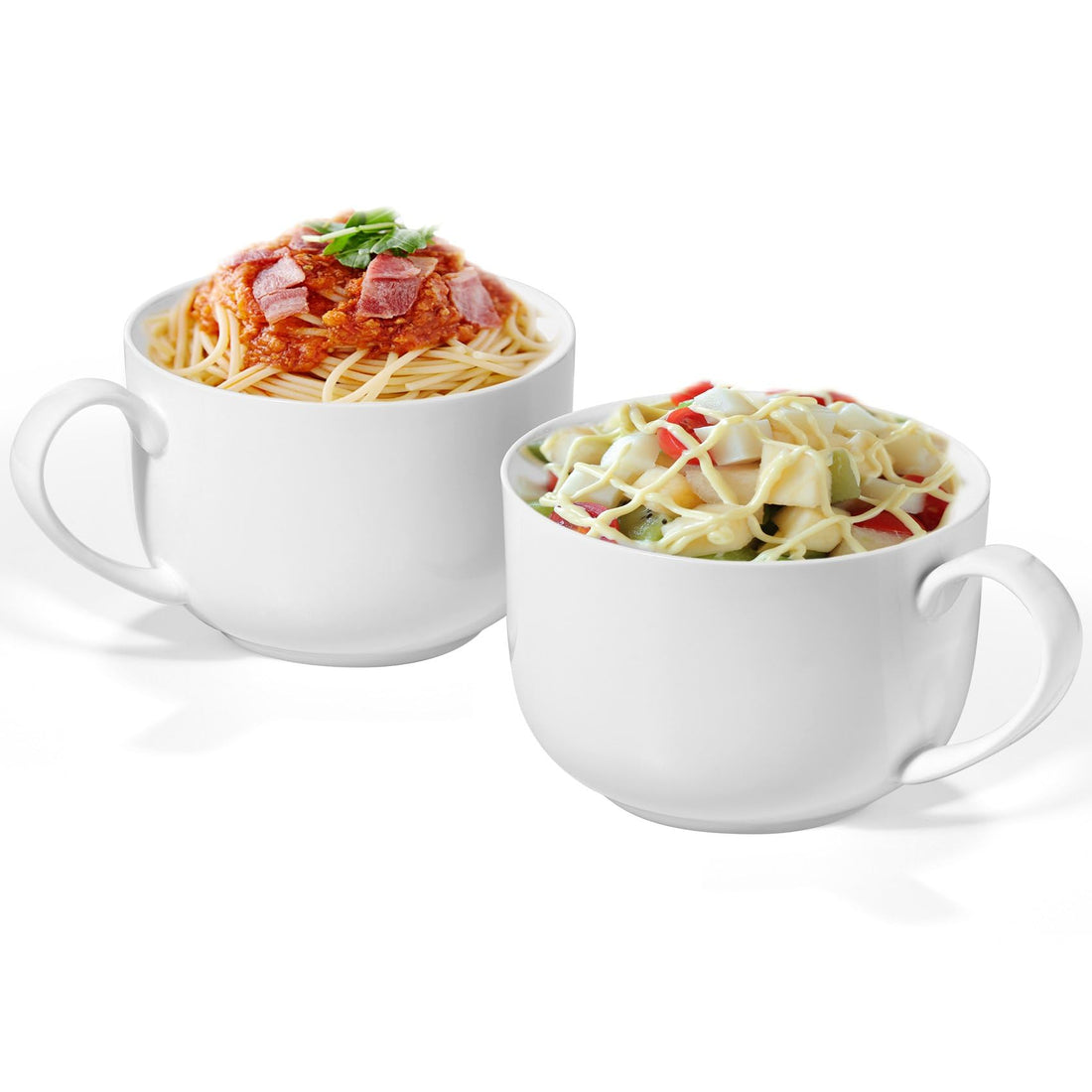 Chulan Large 25 oz Lightweight Fine Bone China Mugs Set of 2, White Ceramic Soup Mugs with Handle, Jumbo Coffee Porcelain Mug, Latte, Milk, Cappuccino Tea Microwave Safe, Easy to Clean Microwave Safe