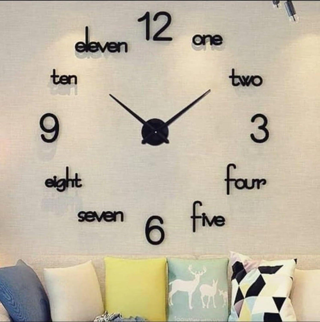 Home Gallery 3D wood English Letters Wall Clock 80 cm