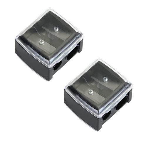 2Pcs Black Eyeliner Sharpener,Makeup Pencil Sharpener,Pencil Sharpeners for Eyebrow Eyeliner Pencil Tool,Dual Holes Eye Pencil Sharpener with Cover Portable Cosmetic Sharpener,Makeup Brushes and Tools