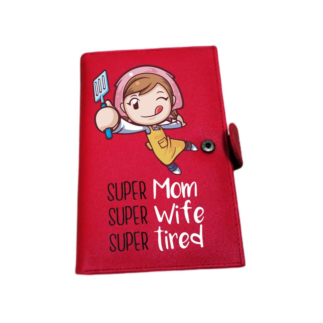 Leather wallet for women- Artificial leather- Red- One sided printing- Mom design-Super mom, super wife-Mother day gift - We print your gift