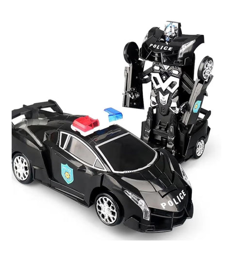 2 in 1 Transformer Robot Police Car, Transforming Car into Robot Toy, Light Up All Flashlights and Music, Cultivate Child's Intelligence Imagination, Feel Safe.