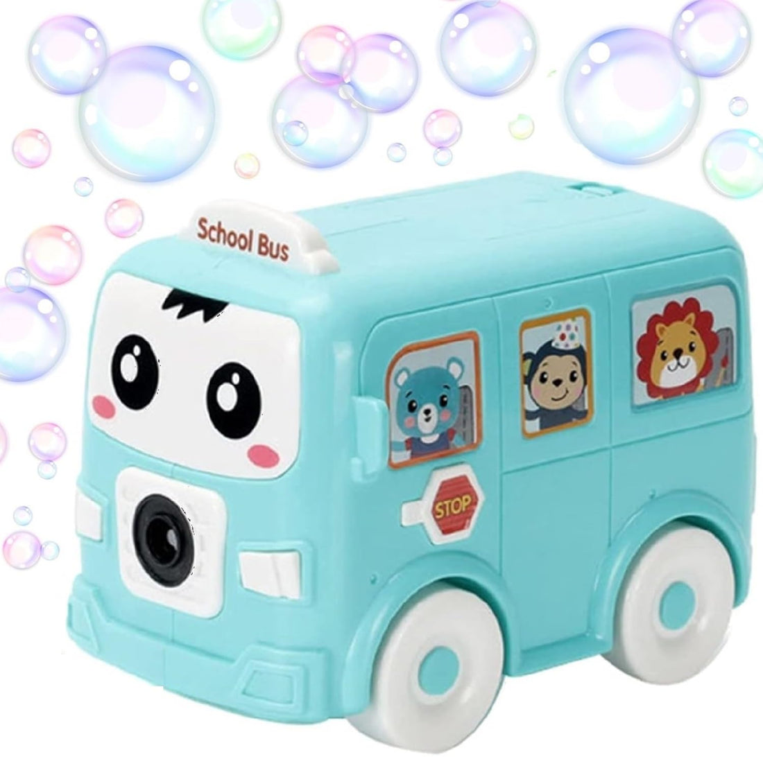 TOYS LAND School Bus Bubble Maker Machine with Music & Light, Outdoor Summer Toy for Childern, Party Favors Bubble Blower Toys, Ideal Birthday Gift for Kids Boys Girls 3+ Years Old (Blue)