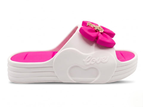 Project Z Women's Slipper "Faraha" Pure EVA High Sole - Ultra Comfortable Medical Women's Slippers with Rose and Gold Accessory - Home and Beach [Fuchsia/Brown/Pink]