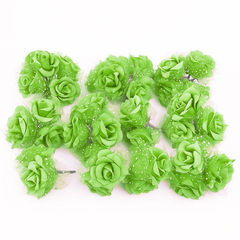 Natural Touch Artificial Roses Set - Soft and Durable Material - Elegant Decoration for Home and Events - 12 Rose Ties of Each Set (Green)