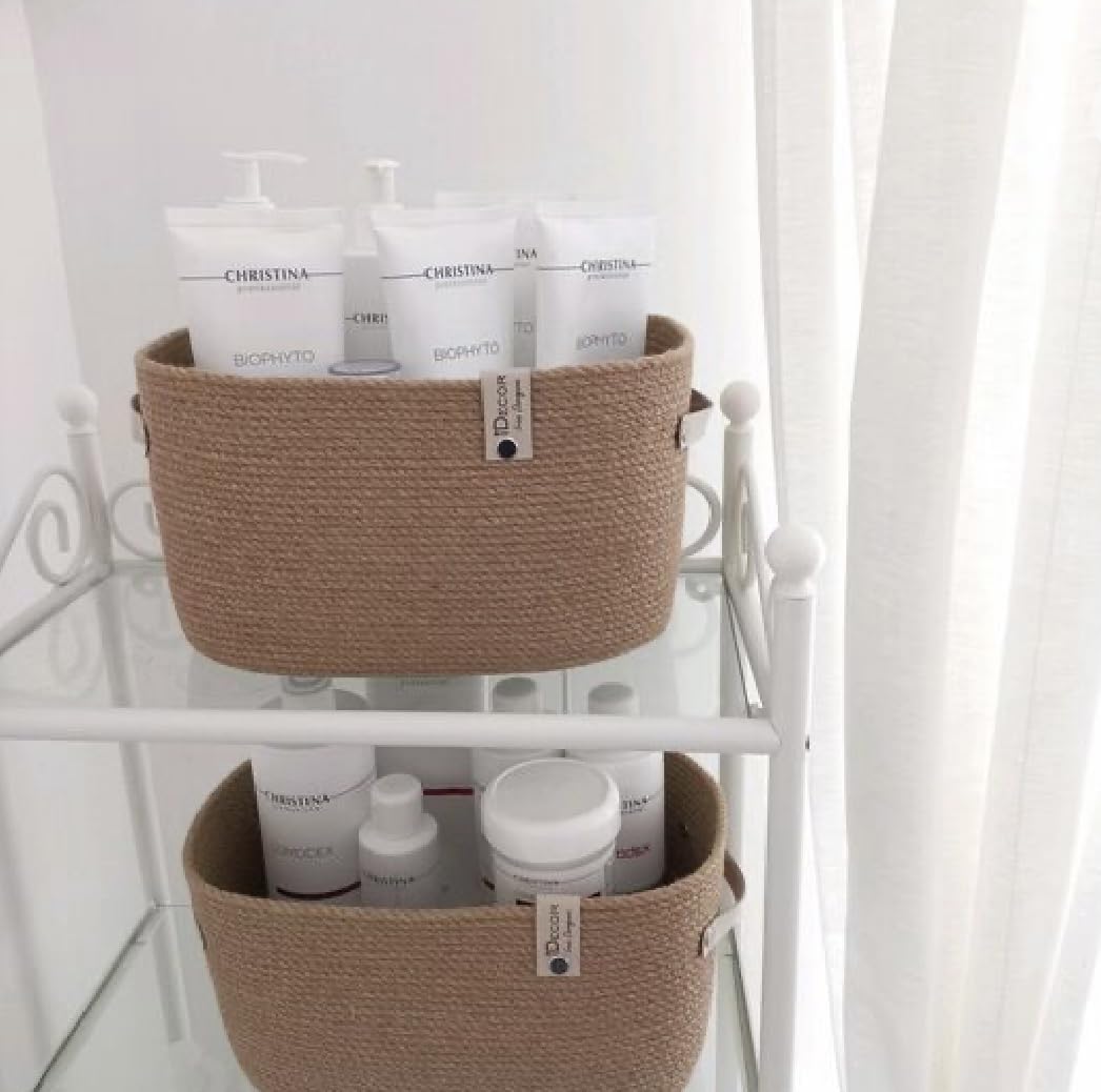 Woven It -Woven Jute Oval Basket, 30cm x 20cm x 20cm can be used in Kitchen, toilet, living room, dining room, kids room, bed room, indoor & outdoor.