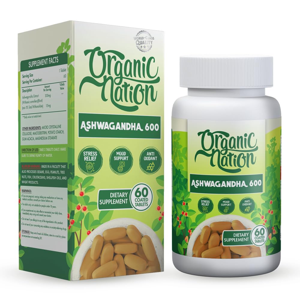 Organic Nation Ashwagandha 600-30Serv.-60Tabs
