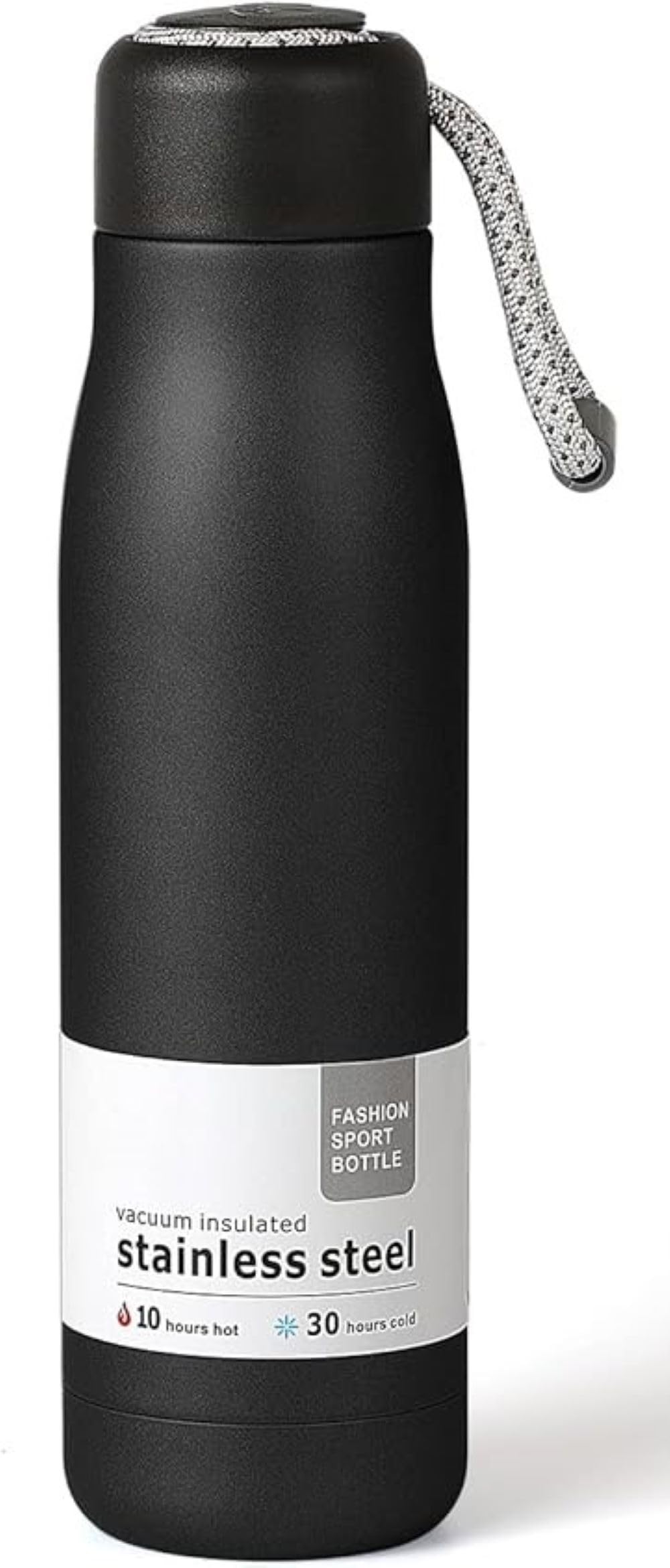 DE LUJO D'LOGO Vacuum Flask Mug 500ml Stainless Steel Vacuum Flask Hot and Cold for Car Work Gym Insulated Water Bottle Black