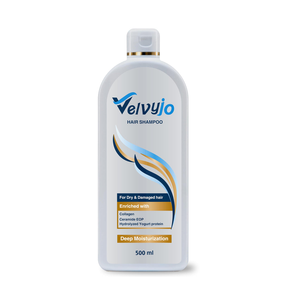Velvyjo Deep Moisturizing Shampoo for Dry & Damaged Hair with Ceramide, Collagen and Hydrolyzed yogurt Protein 500 ml