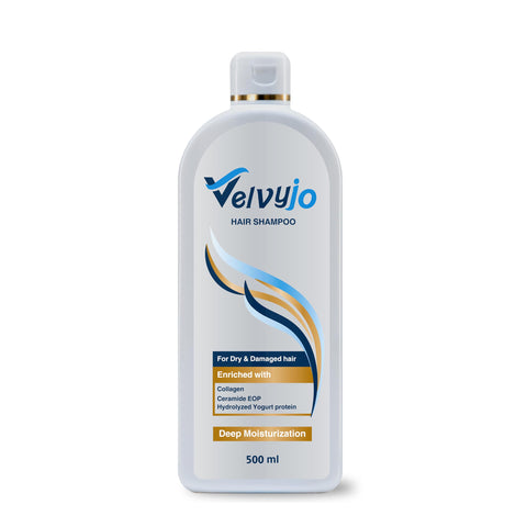 Velvyjo Deep Moisturizing Shampoo for Dry & Damaged Hair with Ceramide, Collagen and Hydrolyzed yogurt Protein 500 ml