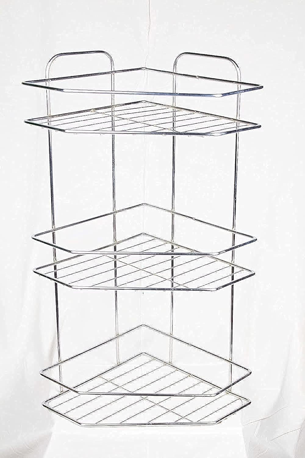 Generic Stainless Steel Bathroom Corner Shelf, 3-Tier, Modern L-Shape, 3 Shelves