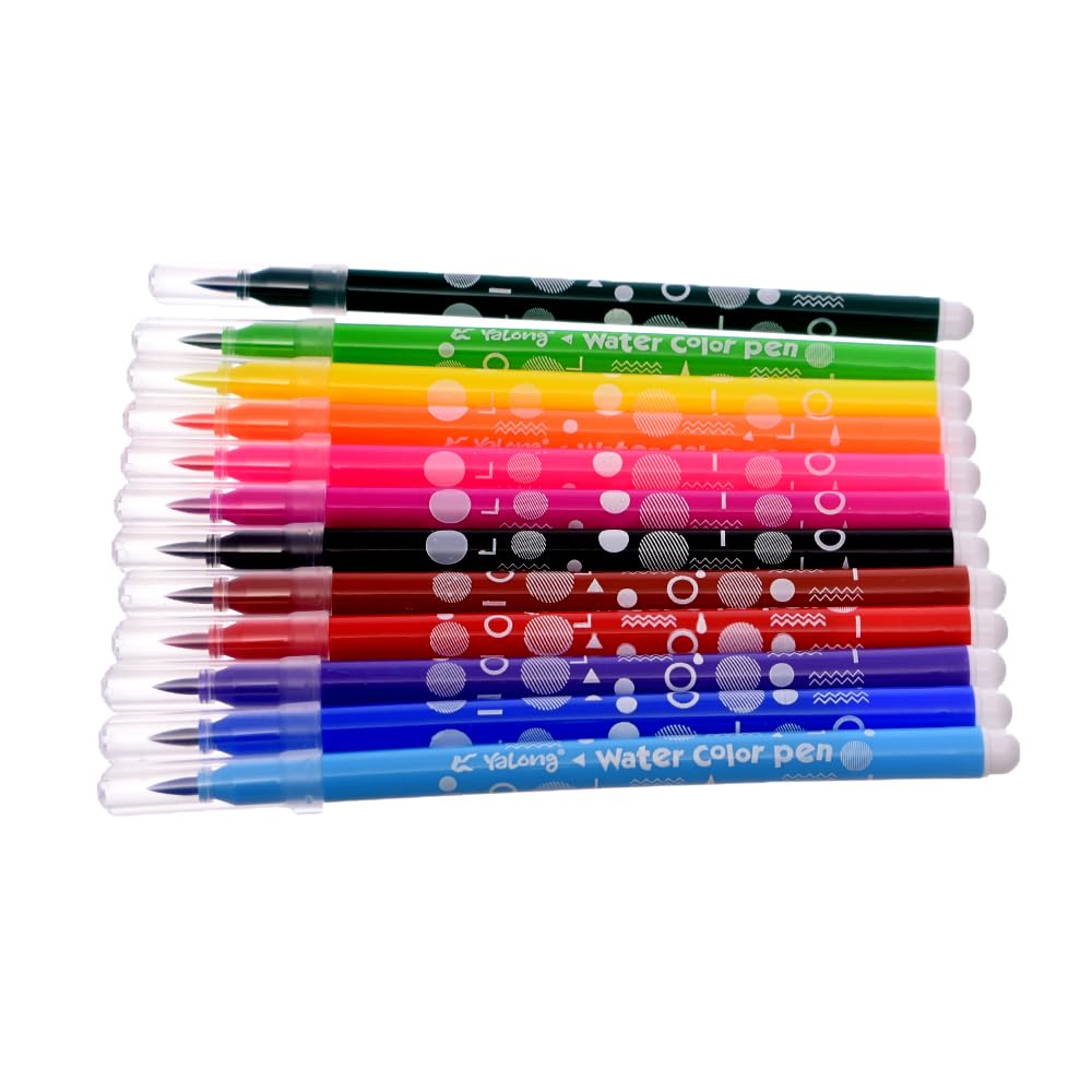 Elmaayergy Y-40/YL201816-12 Set Of 12 Pieces Of Water Colour Marker With Durable Material, Suitable For School And Home