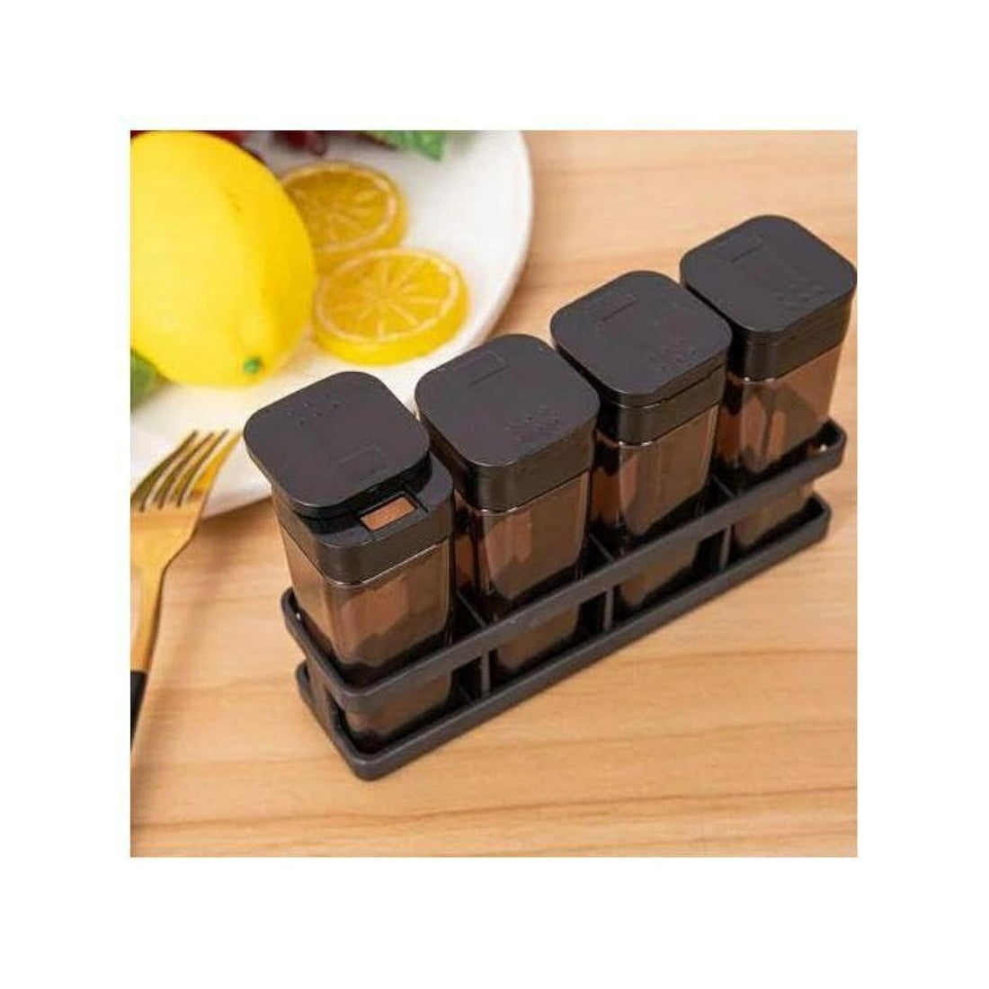 Elevate Your Kitchen Decor with 4 in 1 Mini Stylish Spice Set - Acrylic Stand, Stylish Shell Jars, Premium Quality Kakit 床