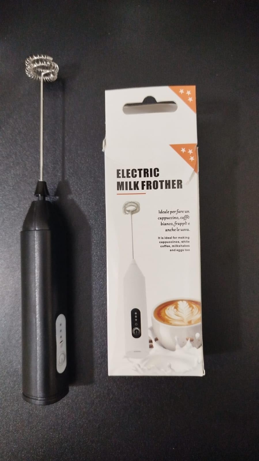 Electric Milk Frother for Coffee, Cappuccino, Black, Suitable for Shakes
