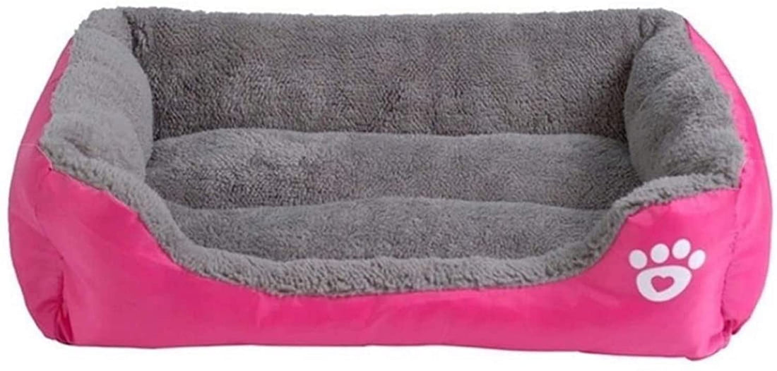 Self Warming Orthopedic Lambs Wool Rectangle Shape Puppy Bed for Pet Dog Cat, Pink