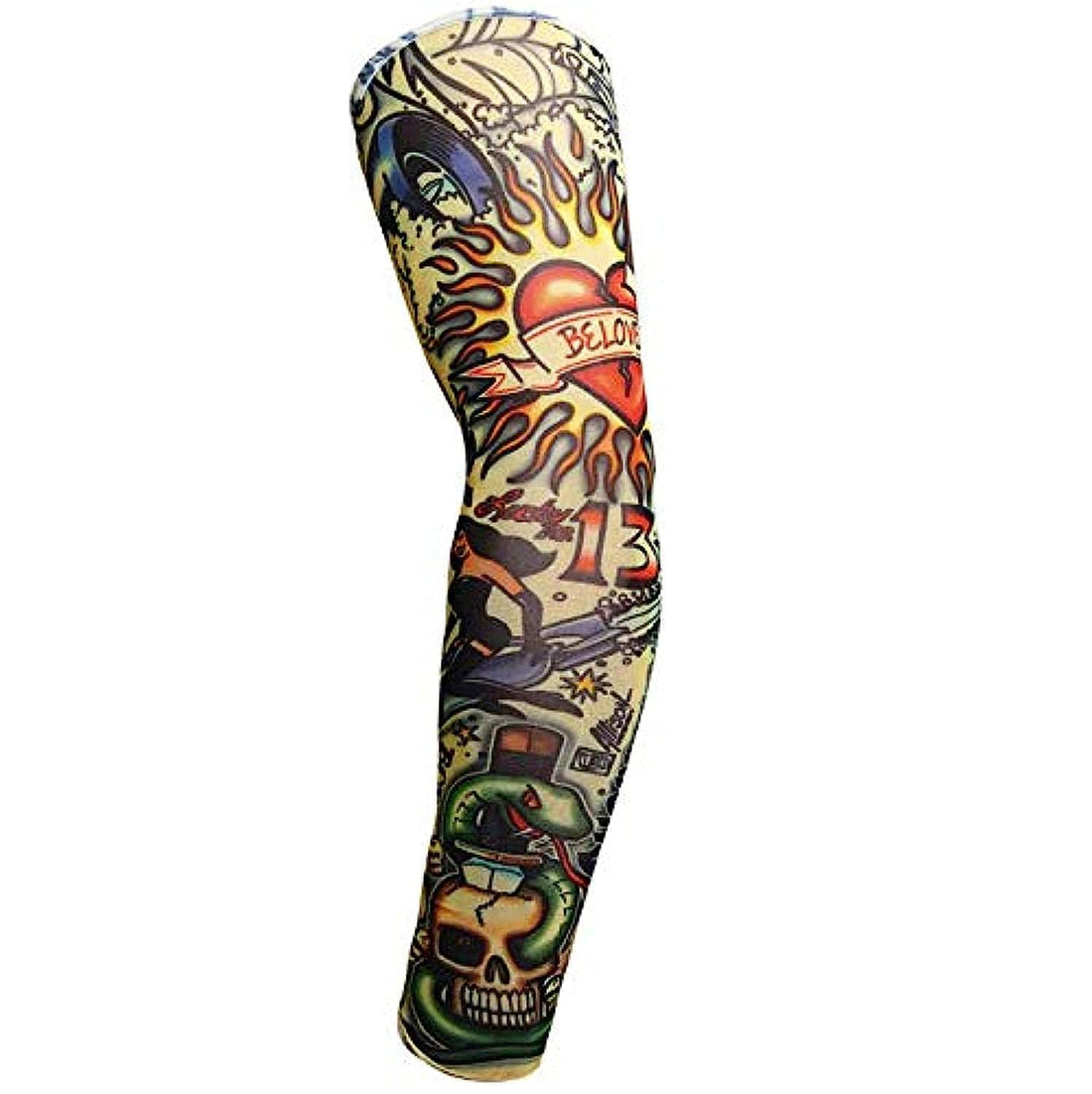 Other Fake Tattoo UV Protection Arm Cooling Sleeves, Multi Color Heart